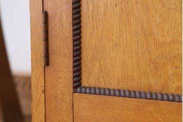 レトロ家具　アンティーク レトロなデザインのダイヤガラス本箱(収納棚・ブックケース)