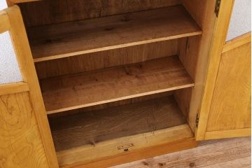 レトロ家具　アンティーク レトロなデザインのダイヤガラス本箱(収納棚・ブックケース)