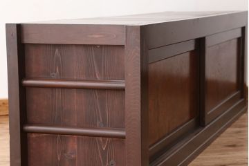 アンティーク家具　古民具・骨董 六尺 上手物!杢目の素晴らしい時代箪笥ローボード(食器棚、水屋箪笥、テレビ台、キャビネット、収納棚)