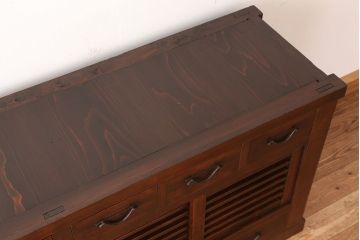 アンティーク家具　アンティーク 味わい深い六尺引き出し収納箪笥(水屋箪笥・サイドボード)