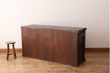 アンティーク家具　古民具・骨董 明治時代 使い込まれた北陸収納箪笥サイドボード(水屋箪笥、食器棚、収納棚)