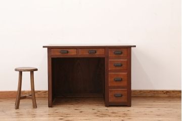 アンティーク家具　アンティーク　古い木のカウンター式片袖机(テーブル/作業台)