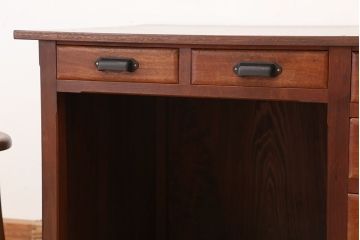 アンティーク家具　アンティーク　古い木のカウンター式片袖机(テーブル/作業台)