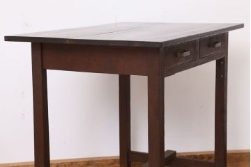 アンティーク家具　アンティーク　古い木の使い込まれた平机(テーブル・作業台)(3)