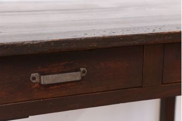 アンティーク家具　アンティーク　古い木の使い込まれた平机(テーブル・作業台)(3)
