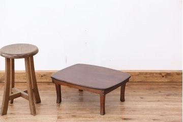 アンティーク家具　アンティーク　古い栓材の小さな角ちゃぶ台