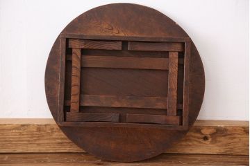 アンティーク家具　アンティーク　古い栓材の小さな丸ちゃぶ台