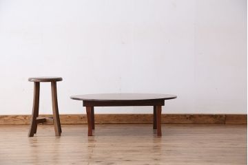 アンティーク家具　アンティーク　古い栓材の丸ちゃぶ台?