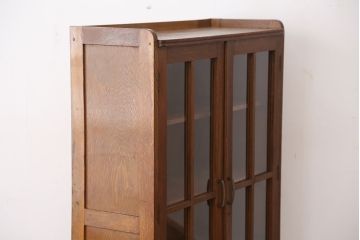 レトロ家具　昭和レトロ　古いナラ材の大振りな本箱(ブックケース/収納棚)