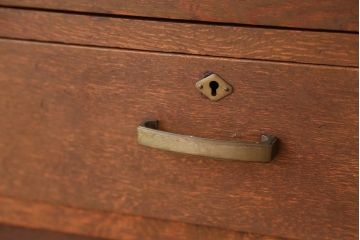 レトロ家具　昭和レトロ　古いナラ材の大振りな本箱(ブックケース/収納棚)