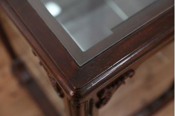定価約35万　中古　海外製　高級チーク材　カービングガラスケース(ショーケース)