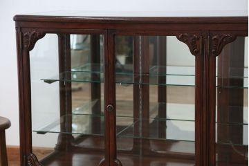 定価約35万　中古　海外製　高級チーク材　カービングガラスケース(ショーケース)