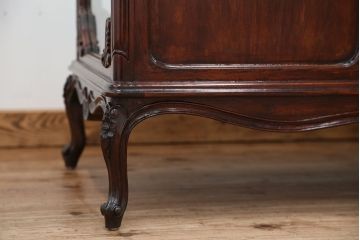定価約35万　中古　海外製　高級チーク材　カービングガラスケース(ショーケース)