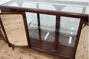 定価約35万　中古　海外製　高級チーク材　カービングガラスケース(ショーケース)