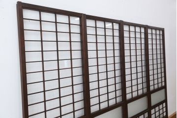 アンティーク　美しいガラス格子戸　4枚セット(ガラス戸/引き戸)
