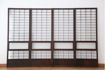 アンティーク　美しいガラス格子戸　4枚セット(ガラス戸/引き戸)