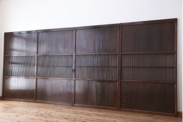 アンティーク　味わい深い幅広格子帯戸4枚セット(1)
