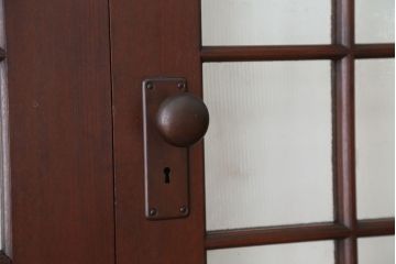 大正ロマン チーク材 国産 重厚で上質な両開きドア1対(扉)