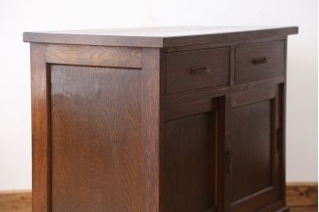 アンティーク家具　アンティーク　古いナラ材の上質なキッチンキャビネット(収納棚、食器棚)