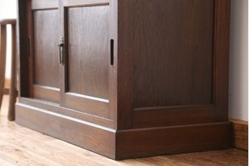 アンティーク家具　アンティーク　古いナラ材の上質なキッチンキャビネット(収納棚、食器棚)