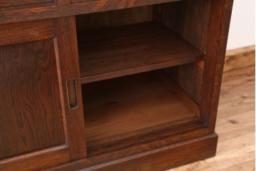 アンティーク家具　アンティーク　古いナラ材の上質なキッチンキャビネット(収納棚、食器棚)