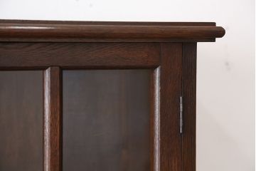 アンティーク家具　大正ロマン 特別注文造り 厚手ナラ材の上質な二段重ね食器棚(収納棚)