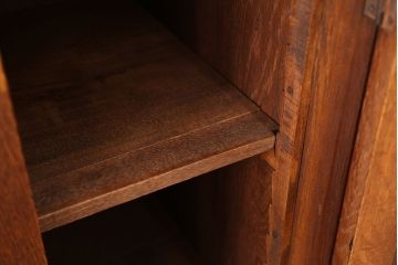 アンティーク家具　大正ロマン 特別注文造り 厚手ナラ材の上質な二段重ね食器棚(収納棚)