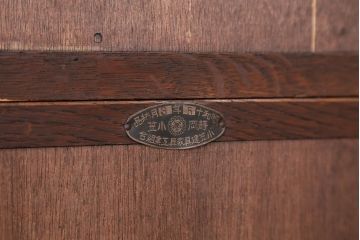 アンティーク家具　大正ロマン 特別注文造り 厚手ナラ材の上質な二段重ね食器棚(収納棚)