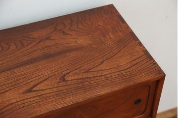 レトロ家具　アンティーク　三方欅材けんどん付き美しいレトロ茶箪笥(茶棚)