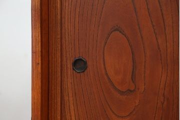 レトロ家具　アンティーク　三方欅材けんどん付き美しいレトロ茶箪笥(茶棚)