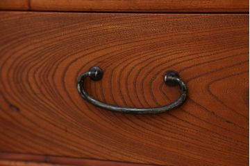 レトロ家具　アンティーク　三方欅材けんどん付き美しいレトロ茶箪笥(茶棚)