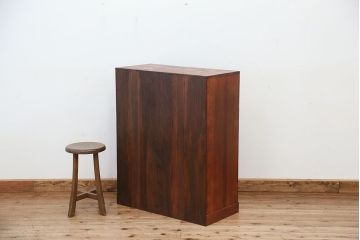 レトロ家具　アンティーク　三方欅材けんどん付き美しいレトロ茶箪笥(茶棚)