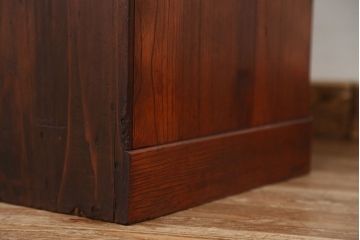 レトロ家具　アンティーク　三方欅材けんどん付き美しいレトロ茶箪笥(茶棚)
