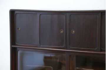 アンティーク家具　アンティーク　前面縞黒檀の二段重ね茶箪笥(茶棚)