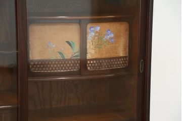 アンティーク家具　アンティーク　前面縞黒檀の二段重ね茶箪笥(茶棚)