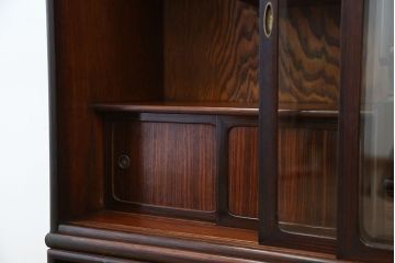 アンティーク家具　アンティーク　前面縞黒檀の二段重ね茶箪笥(茶棚)