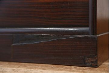 アンティーク家具　アンティーク　前面縞黒檀の二段重ね茶箪笥(茶棚)