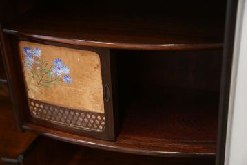アンティーク家具　アンティーク　前面縞黒檀の二段重ね茶箪笥(茶棚)