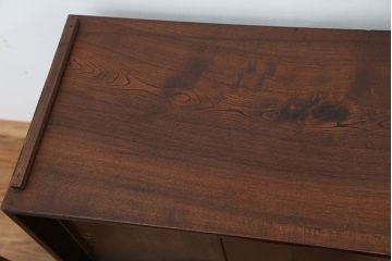 アンティーク家具　アンティーク　前面縞黒檀の二段重ね茶箪笥(茶棚)