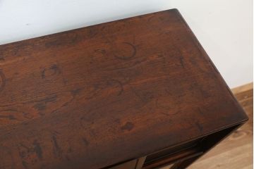 アンティーク家具　アンティーク　前面縞黒檀の二段重ね茶箪笥(茶棚)