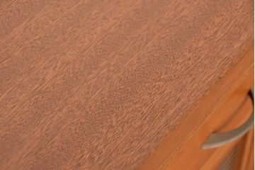 レトロ家具　アンティーク レトロな閉まえる作業台付きモールガラス収納棚(カウンターテーブル)