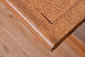 レトロ家具　アンティーク レトロな閉まえる作業台付きモールガラス収納棚(カウンターテーブル)