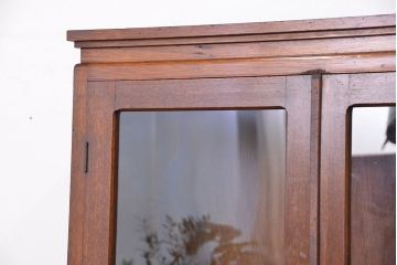 レトロ家具　昭和レトロ　古い木の二段重ね縦型本箱(収納棚/ブックケース)