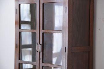 レトロ家具　昭和レトロ　古い木の二段重ね縦型本箱(収納棚/ブックケース)