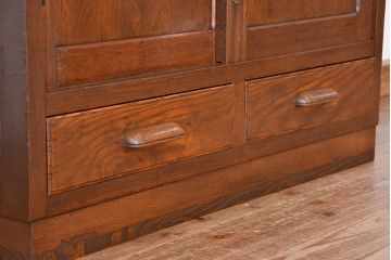 レトロ家具　昭和レトロ　古い木の二段重ね縦型本箱(収納棚/ブックケース)