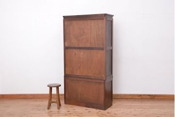 レトロ家具　昭和レトロ　古い木の二段重ね縦型本箱(収納棚/ブックケース)