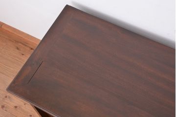 レトロ家具　昭和レトロ　上質な造りの結霜ガラス引き戸キッチン収納棚(食器棚、カウンターテーブル)