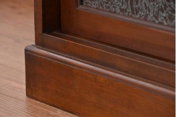 レトロ家具　昭和レトロ　上質な造りの結霜ガラス引き戸キッチン収納棚(食器棚、カウンターテーブル)