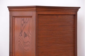 アンティーク家具　アンティーク　総欅材!希少!特注品!　シャッター扉付き戸棚(収納棚、蛇腹)