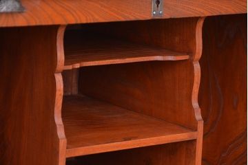 アンティーク家具　アンティーク　総欅材!希少!特注品!　シャッター扉付き戸棚(収納棚、蛇腹)
